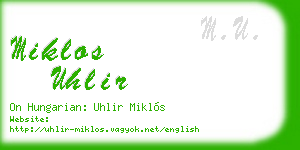 miklos uhlir business card